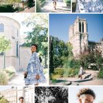 collage of photos with Black Parisian model Lucie Emile in Paris France, test shoot near the Notre Dame